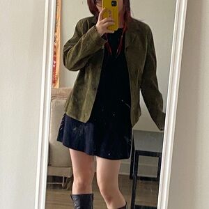 Brandon Thomas green suede leather blazer jacket